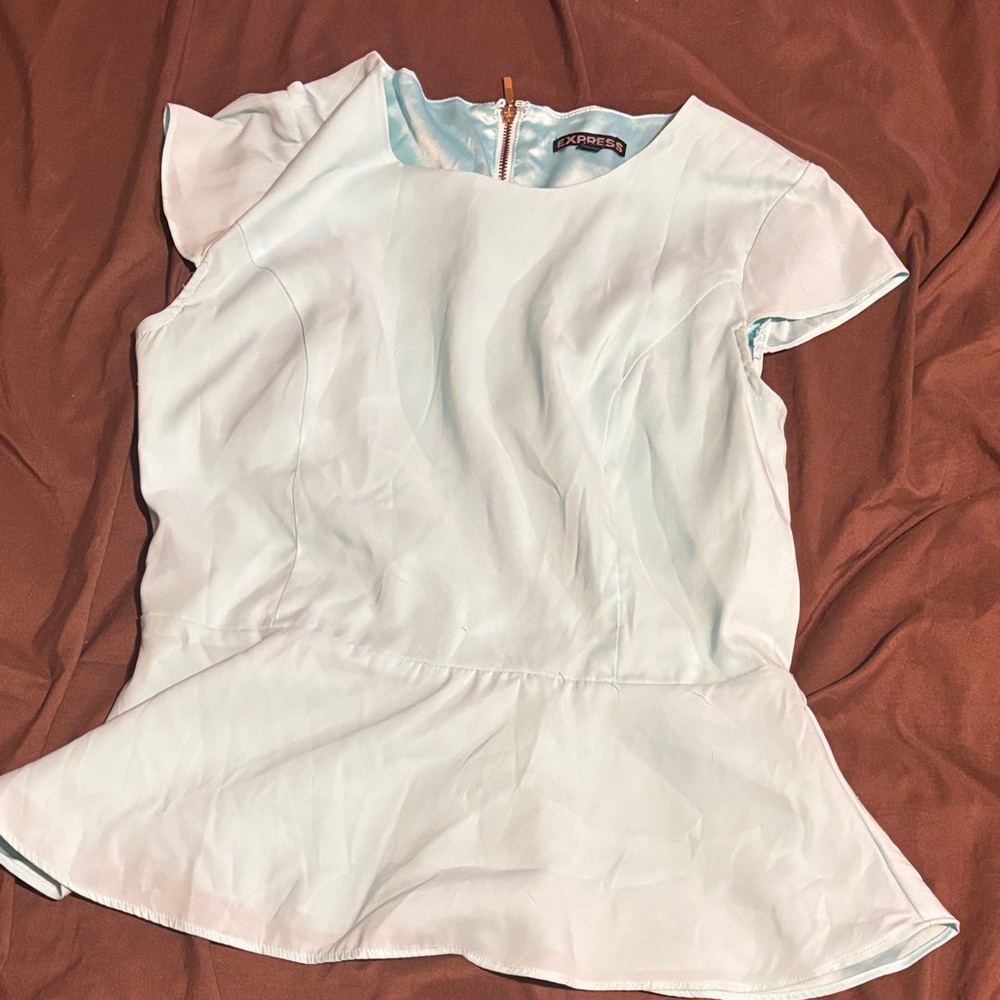 Express Women's Light Blue Peplum Blouse